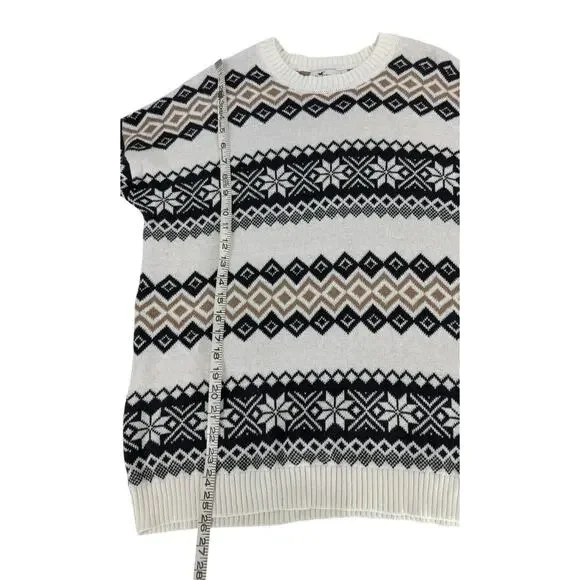 Hollister Women’s S Small Oversized Crewneck Sweater Fair Isle Cream Black Tan - Picture 8 of 14
